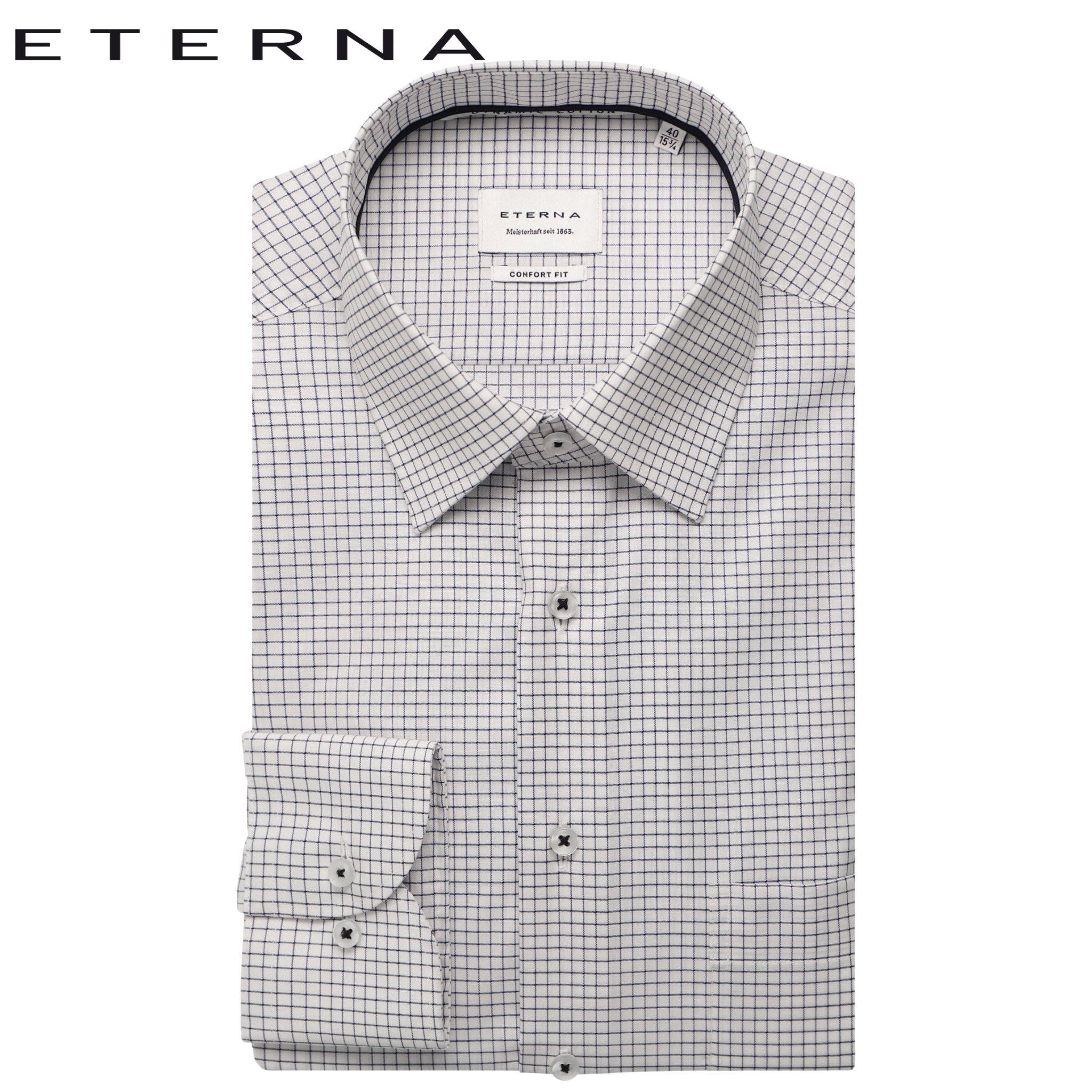 Eterna White Shirt With Gray Check White