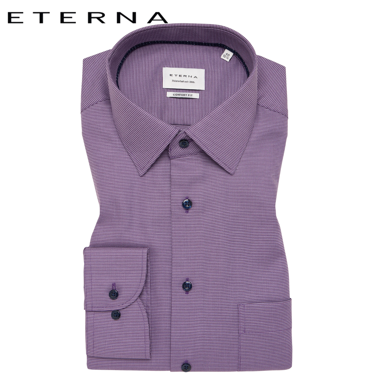 Eterna Deep Purple Mini Fleck Shirt Purple