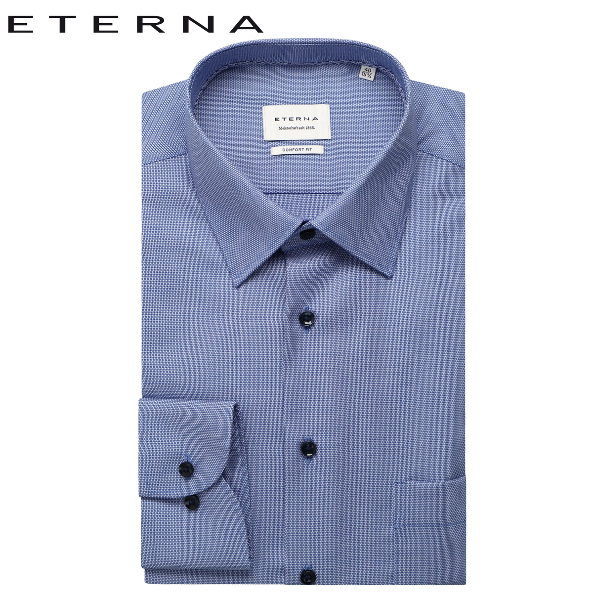 Eterna Blue Mini Check Formal Shirt Blue