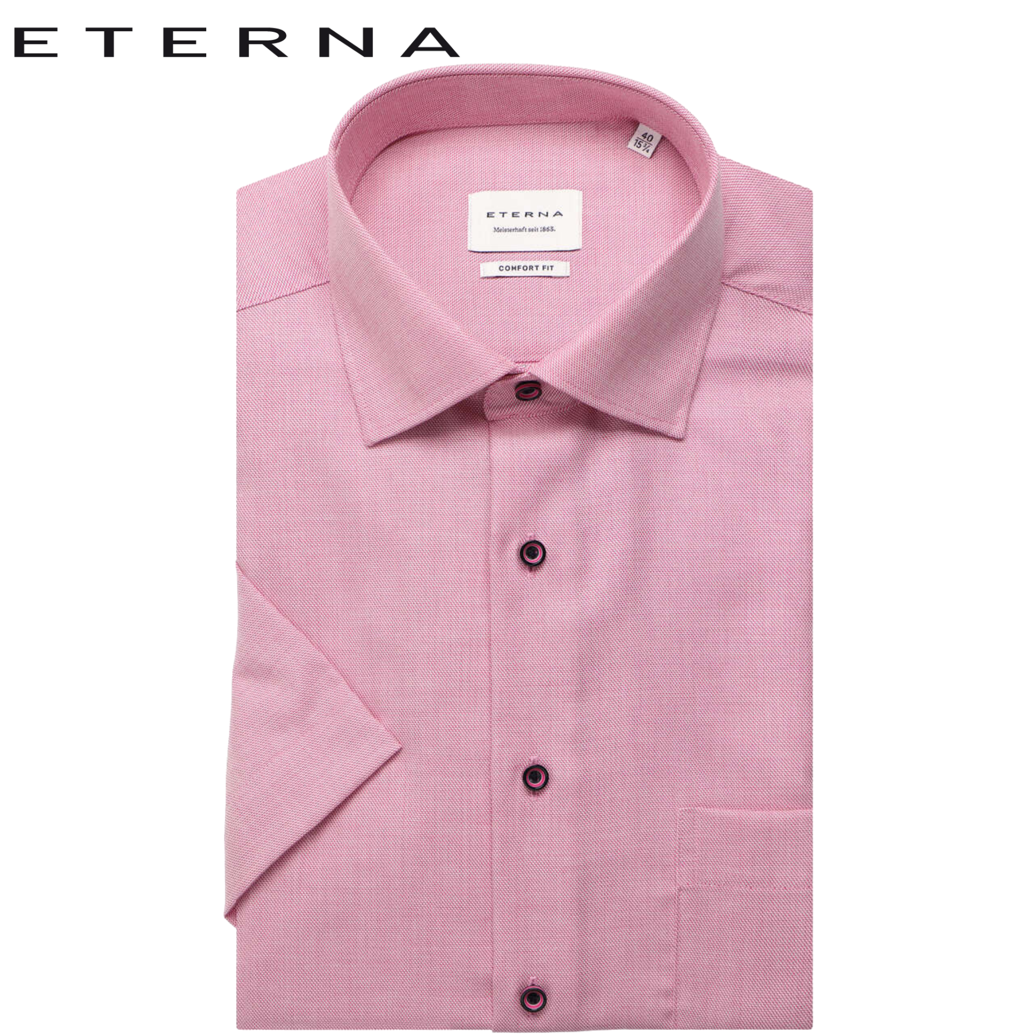 Eterna Pink Twill Short Sleeve Shirt Pink