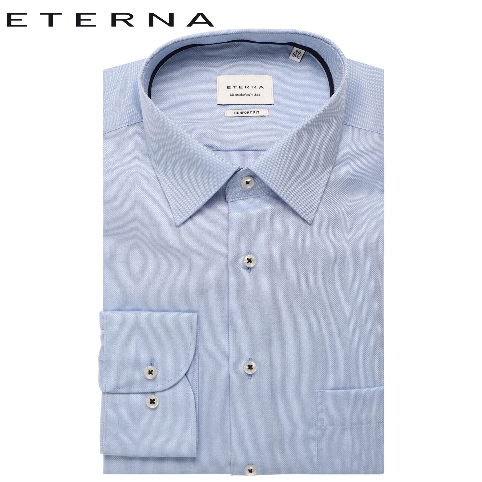 Eterna Light Blue Textured Formal Shirt Blue