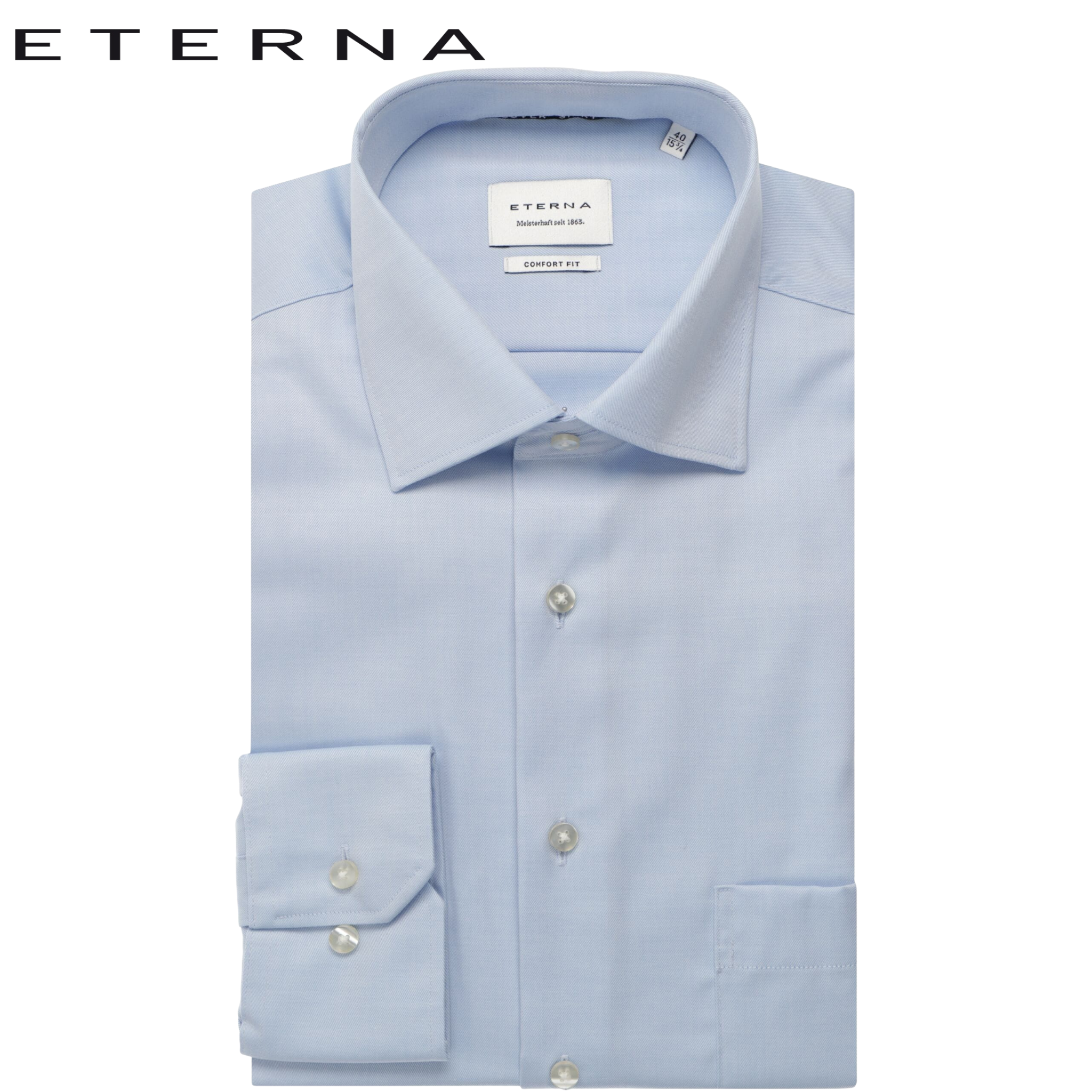 Eterna Twill Classic Blue Shirt Blue