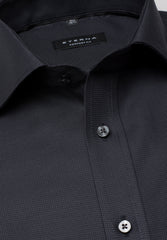 Eterna Dark Black Twill Shirt Black