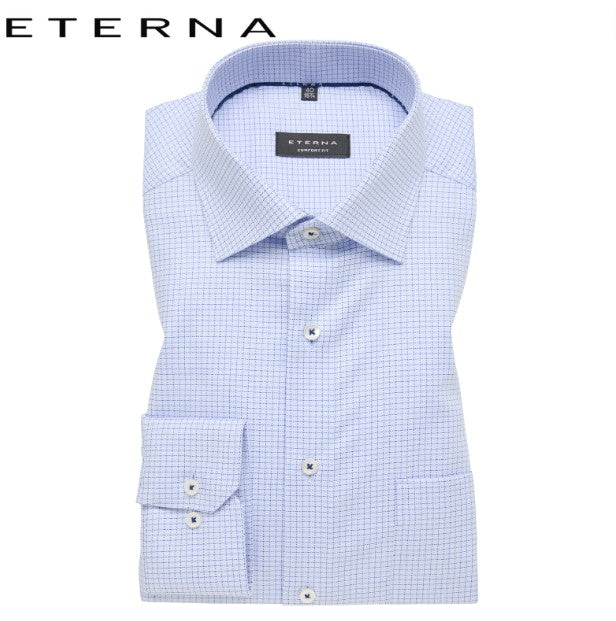 Eterna Jack Blue Check Shirt Blue