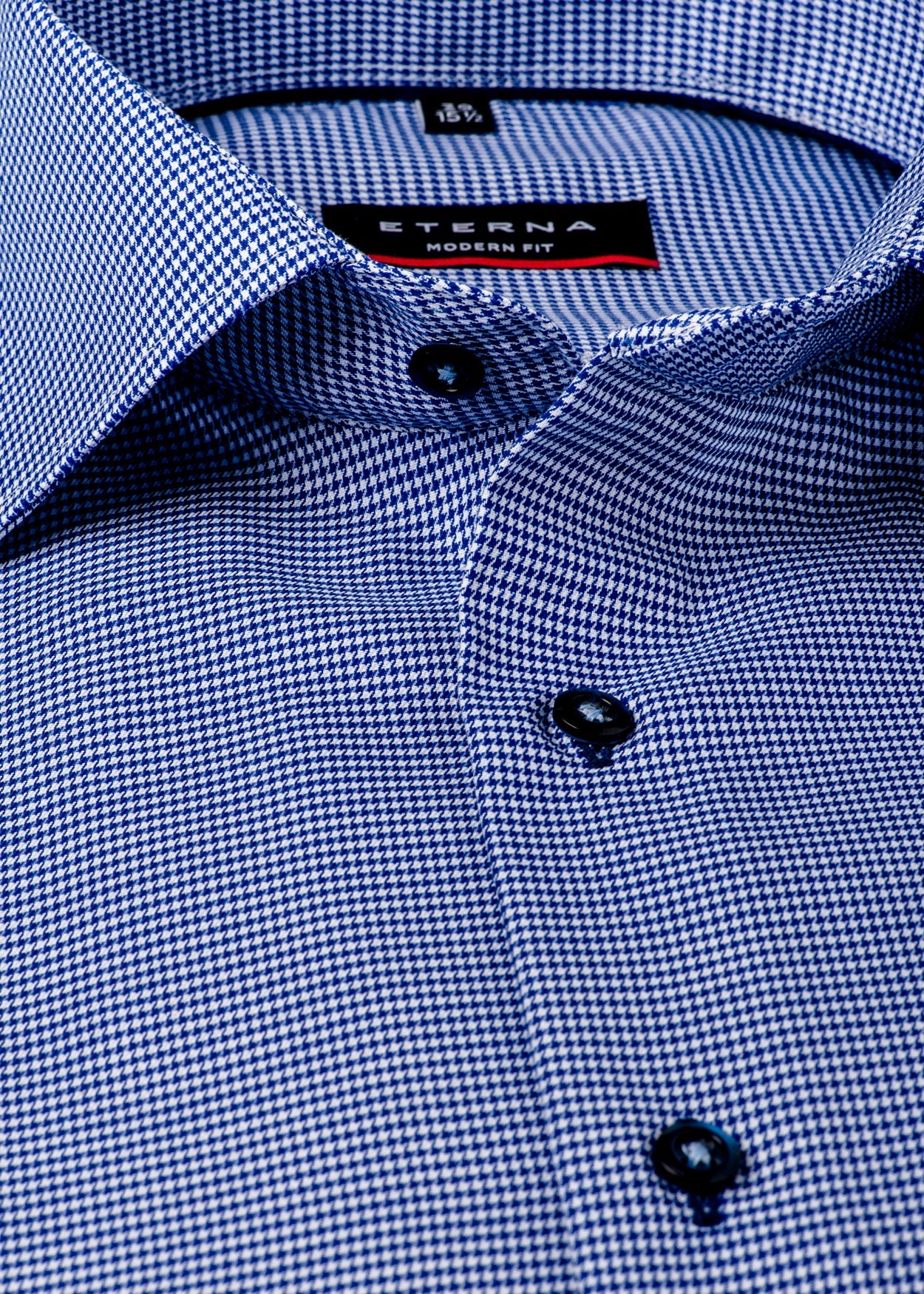 Eterna Asymmetric Navy Check Shirt Navy