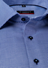 Eterna Asymmetric Navy Check Shirt Navy