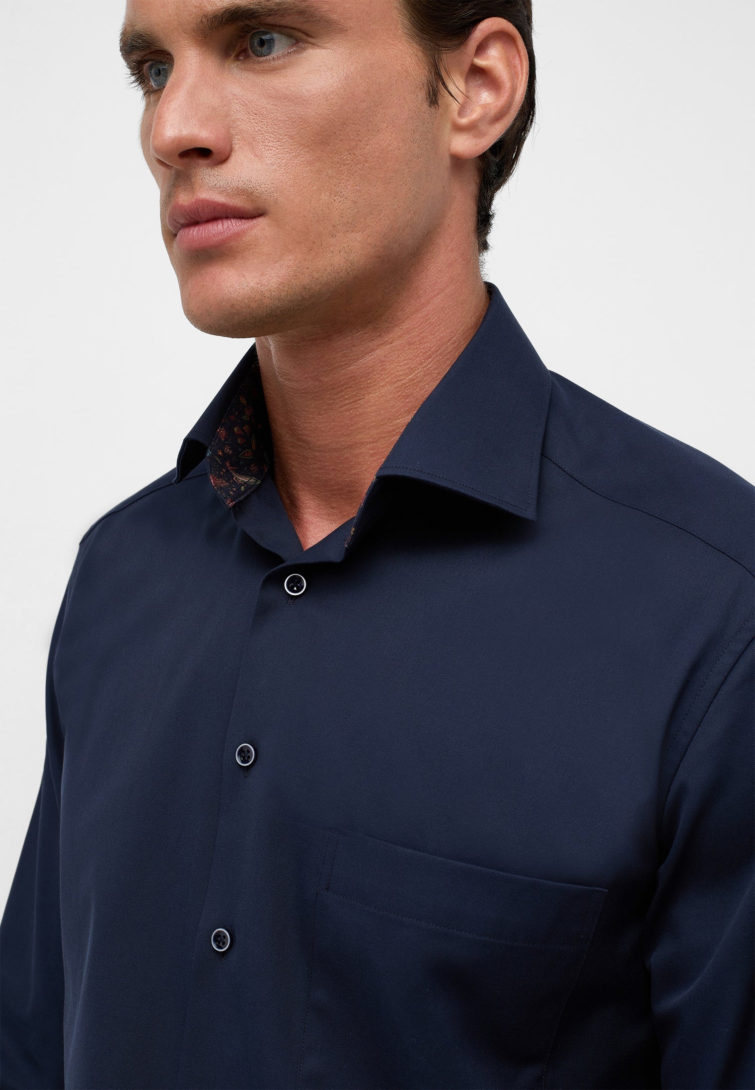 Eterna Navy Shirt With Trim Detail Navy