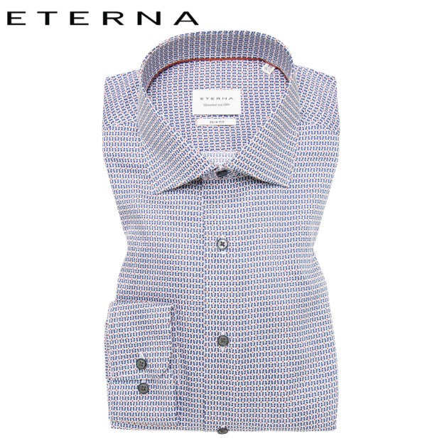 Eterna Red And Blue Patterned Shirt Red