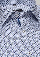 Eterna X-Tall Blue Square Print Shirt Blue