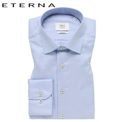 Eterna X-Tall Sky Blue Self Print Shirt Blue