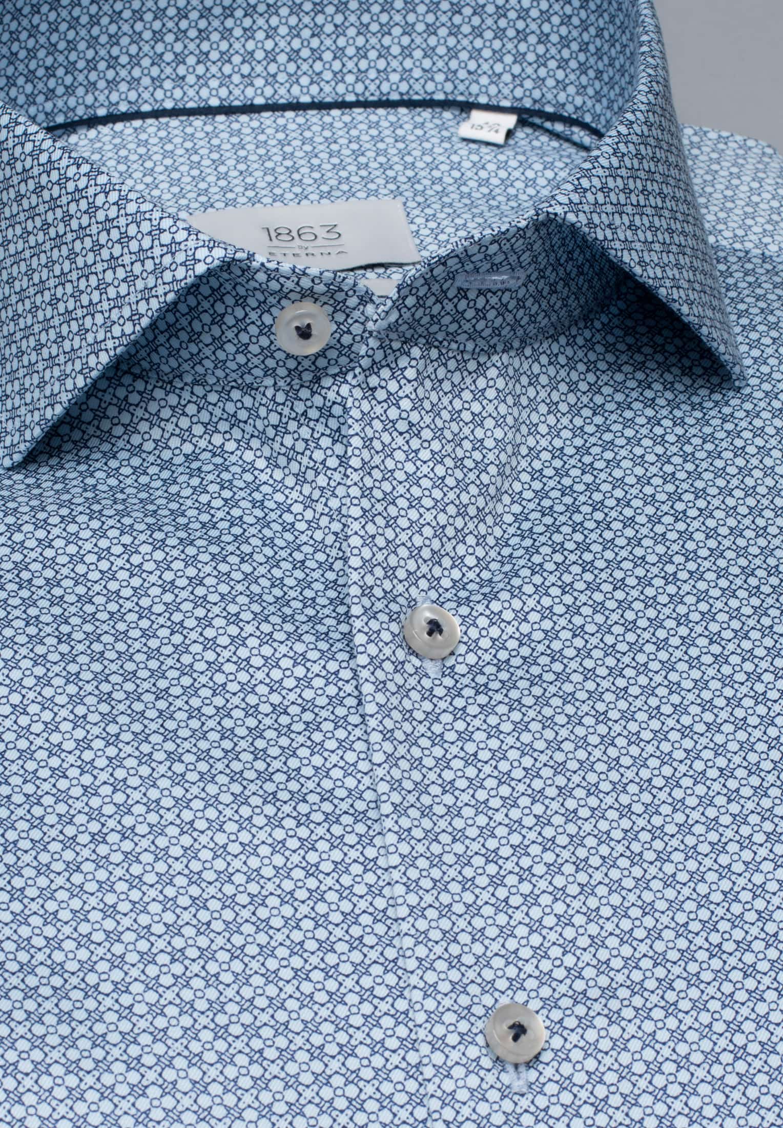 Eterna X-Tall Blue Floral Pattern Shirt Blue