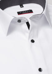 Eterna X-Tall White Shirt With Navy Trim White