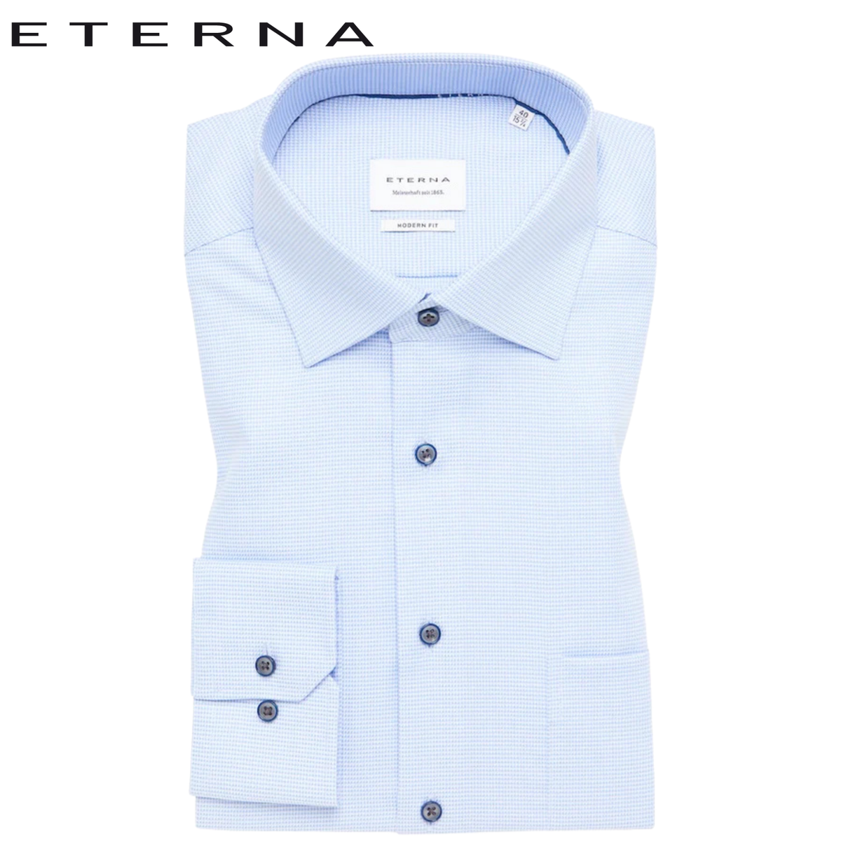Eterna X-Tall Asymmetric Sky Blue Check Blue