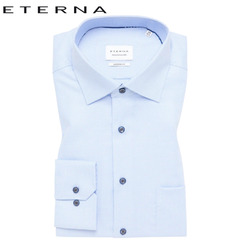 Eterna X-Tall Asymmetric Sky Blue Check Blue