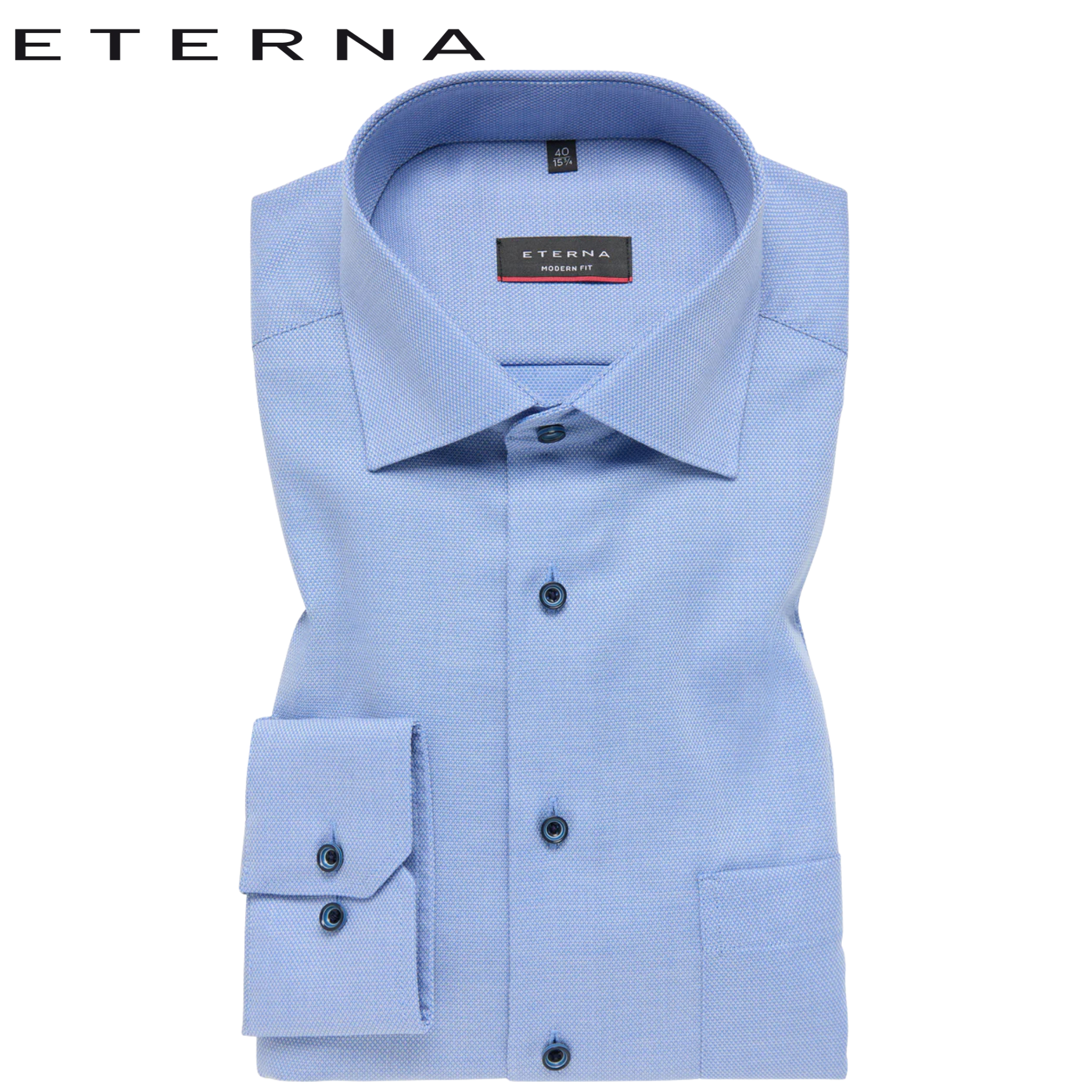 Eterna X-Tall Blue Textured Weave Shirt Blue