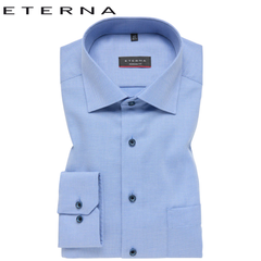 Eterna X-Tall Blue Textured Weave Shirt Blue