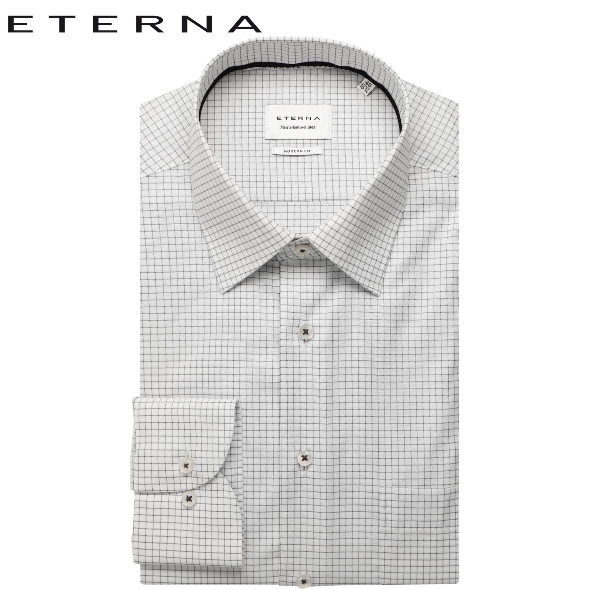 Eterna  X-Tall Navy Check Shirt White