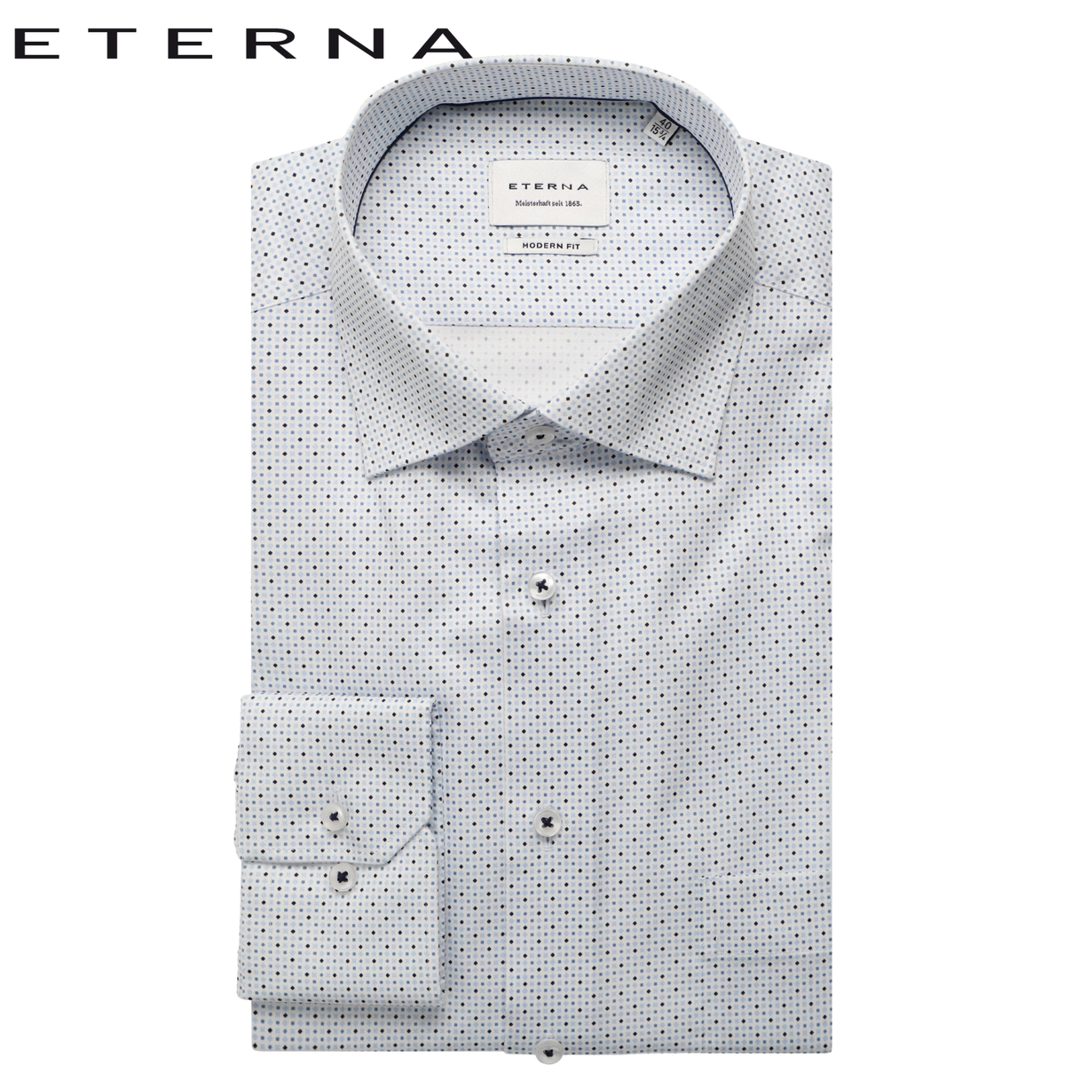 Eterna X-Tall Blue & Navy Spotted Shirt Blue