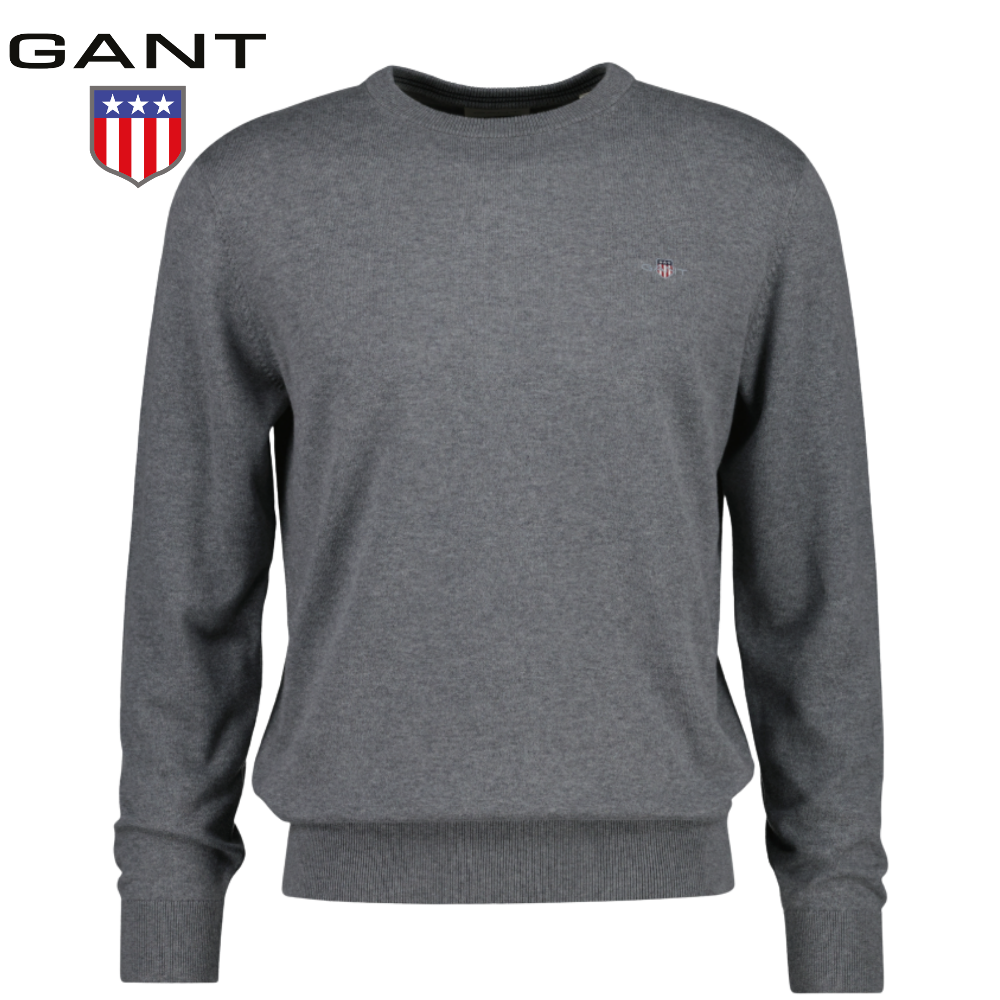 Gant Crew Neck Cotton Grey Sweater Grey