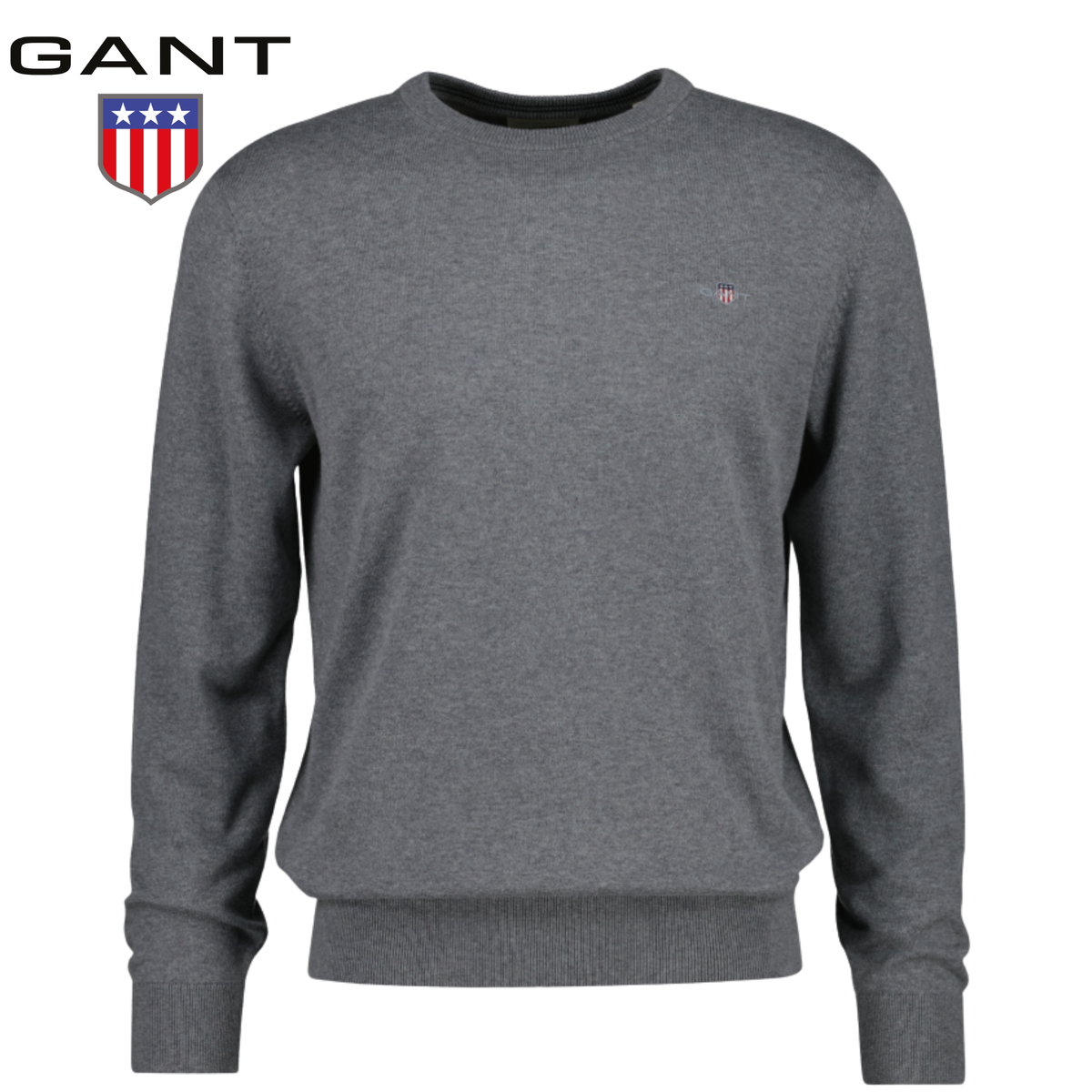 Gant Crew Neck Cotton Grey Sweater Grey