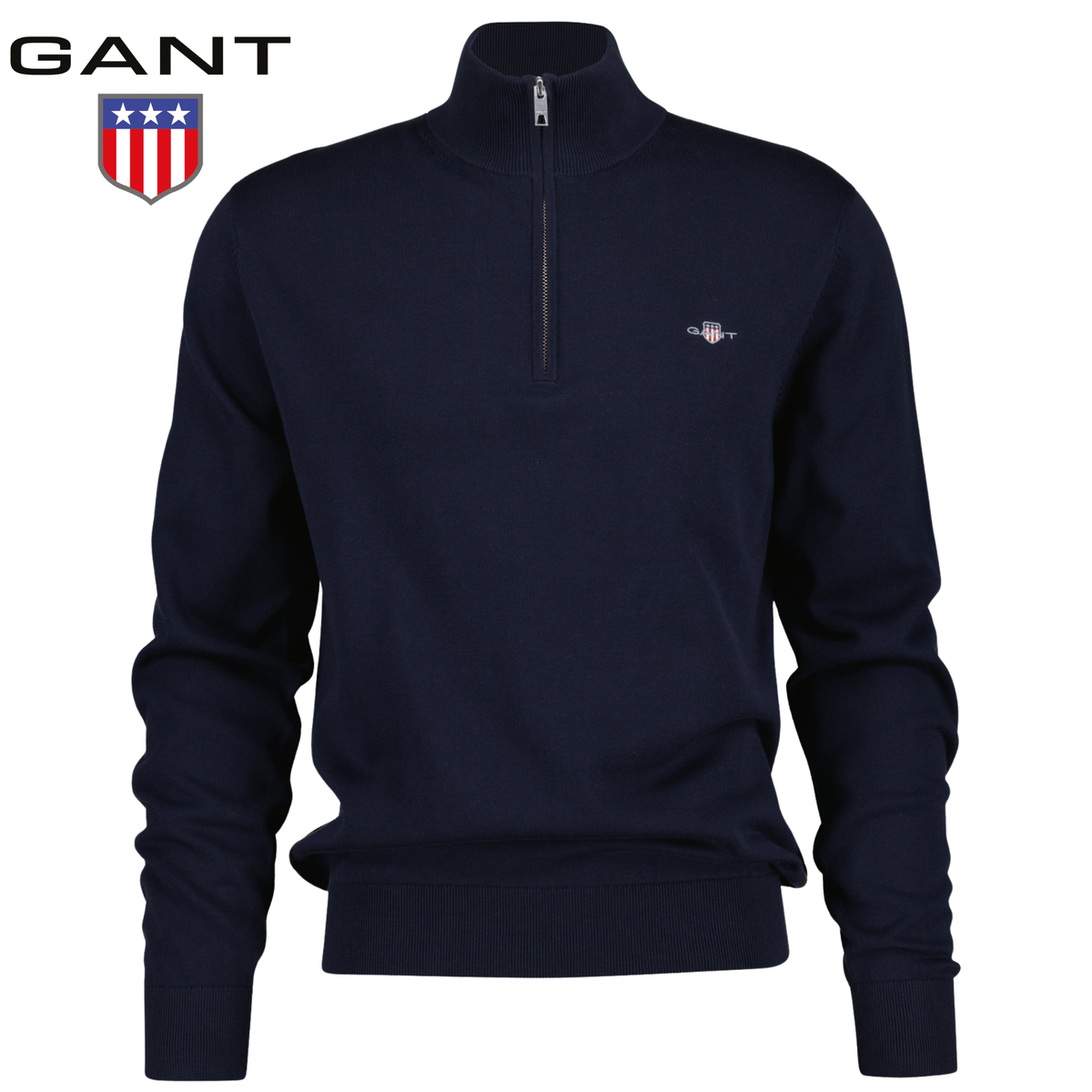 Gant Cotton Half Zip Evening Blue Knit Navy