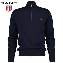 Gant Cotton Half Zip Evening Blue Knit Navy