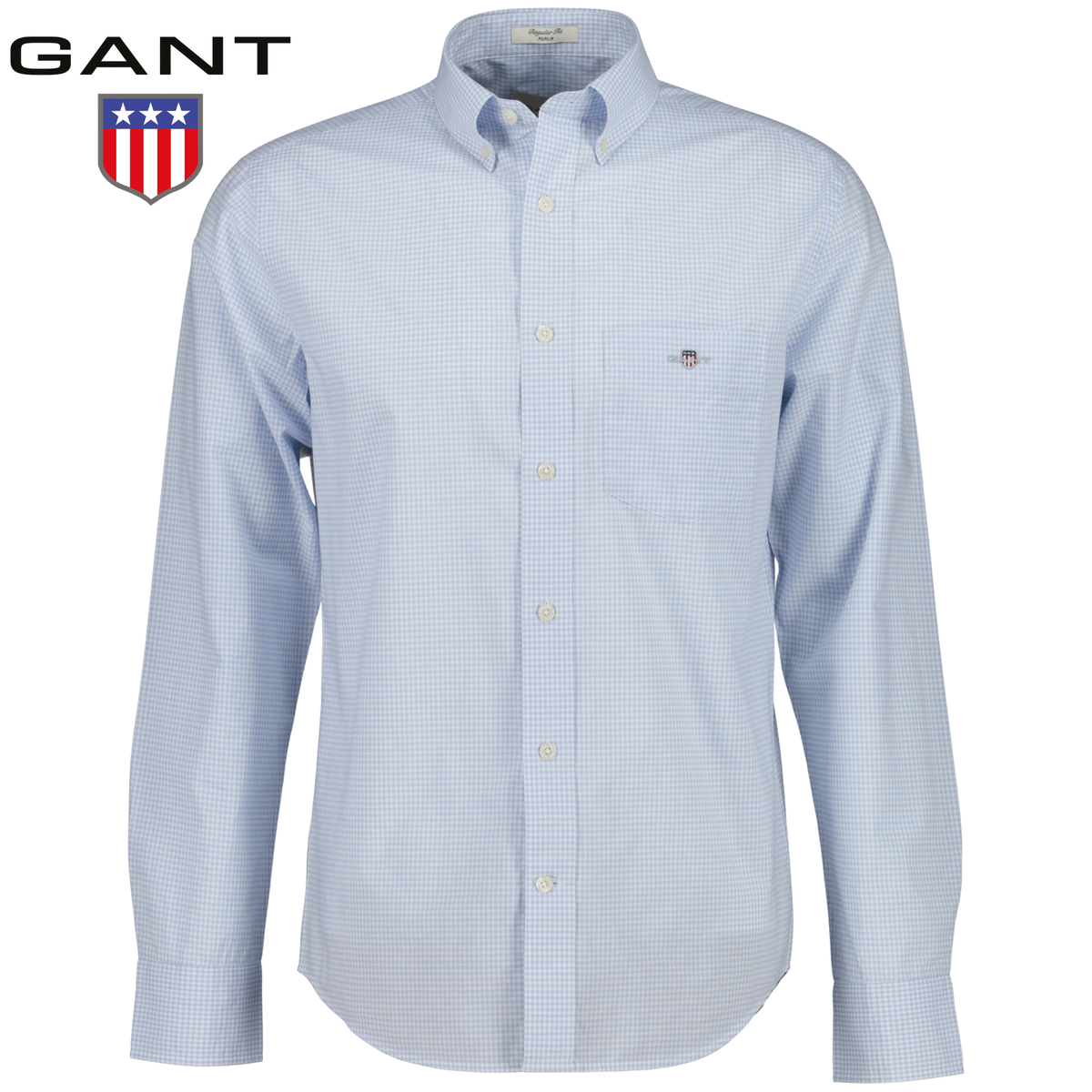 Gant Poplin Gingham Check Light Blue Blue