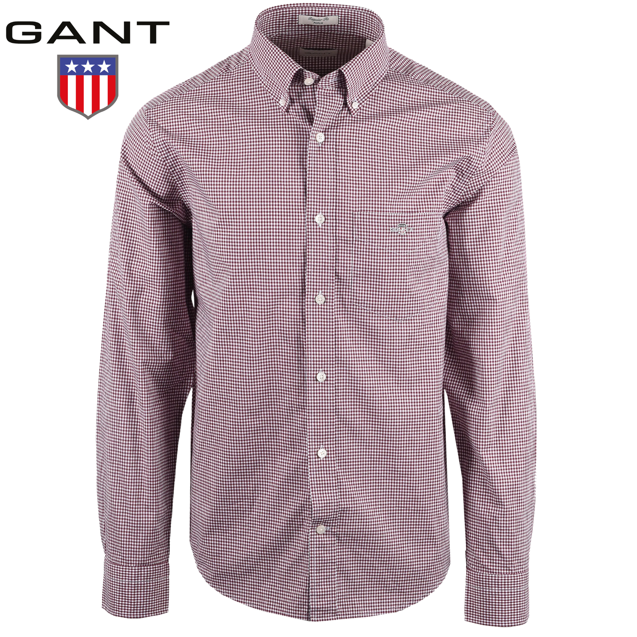Gant Poplin Gingham Grape Check Shirt Wine