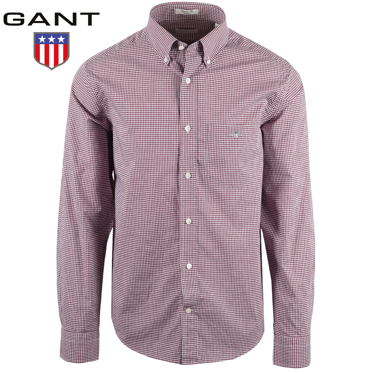 Gant Poplin Gingham Grape Check Shirt Wine