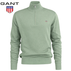 Gant Cotton Half Zip Mint Knit Sweater Green