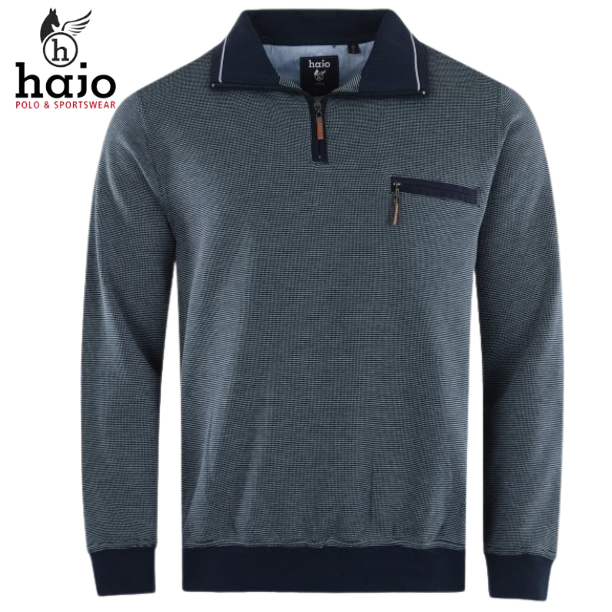 Hajo Navy Stitch Quarter Zip Sweatshirt Navy