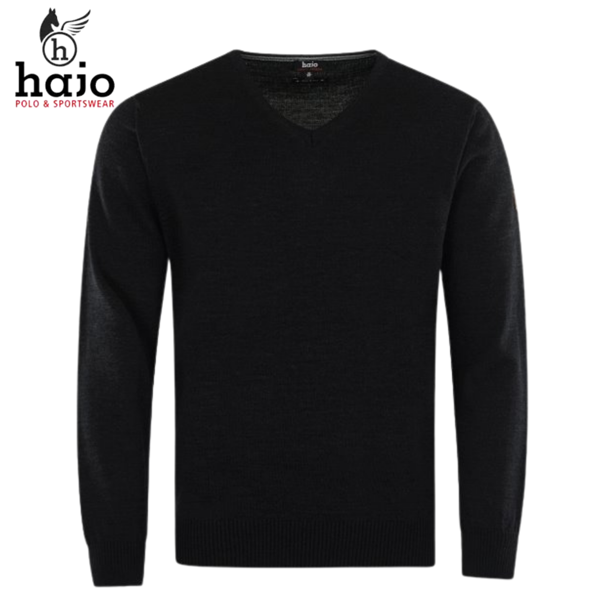 Hajo Merino Wool Black V-Neck Jumper Black