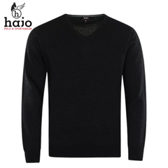 Hajo Merino Wool Black V-Neck Jumper Black