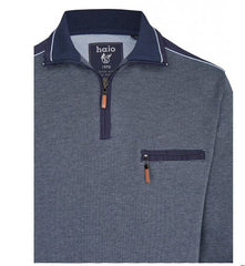 Hajo Navy Stitch Quarter Zip Sweatshirt Navy