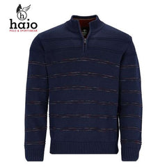 Hajo Quarter Zip Navy Ribbed Sweater Navy