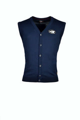 Hajo Sleeveless Navy Button Cardigan Navy