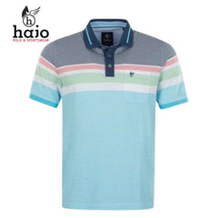 Hajo Jacquard Multi Colour Stripe Polo Navy
