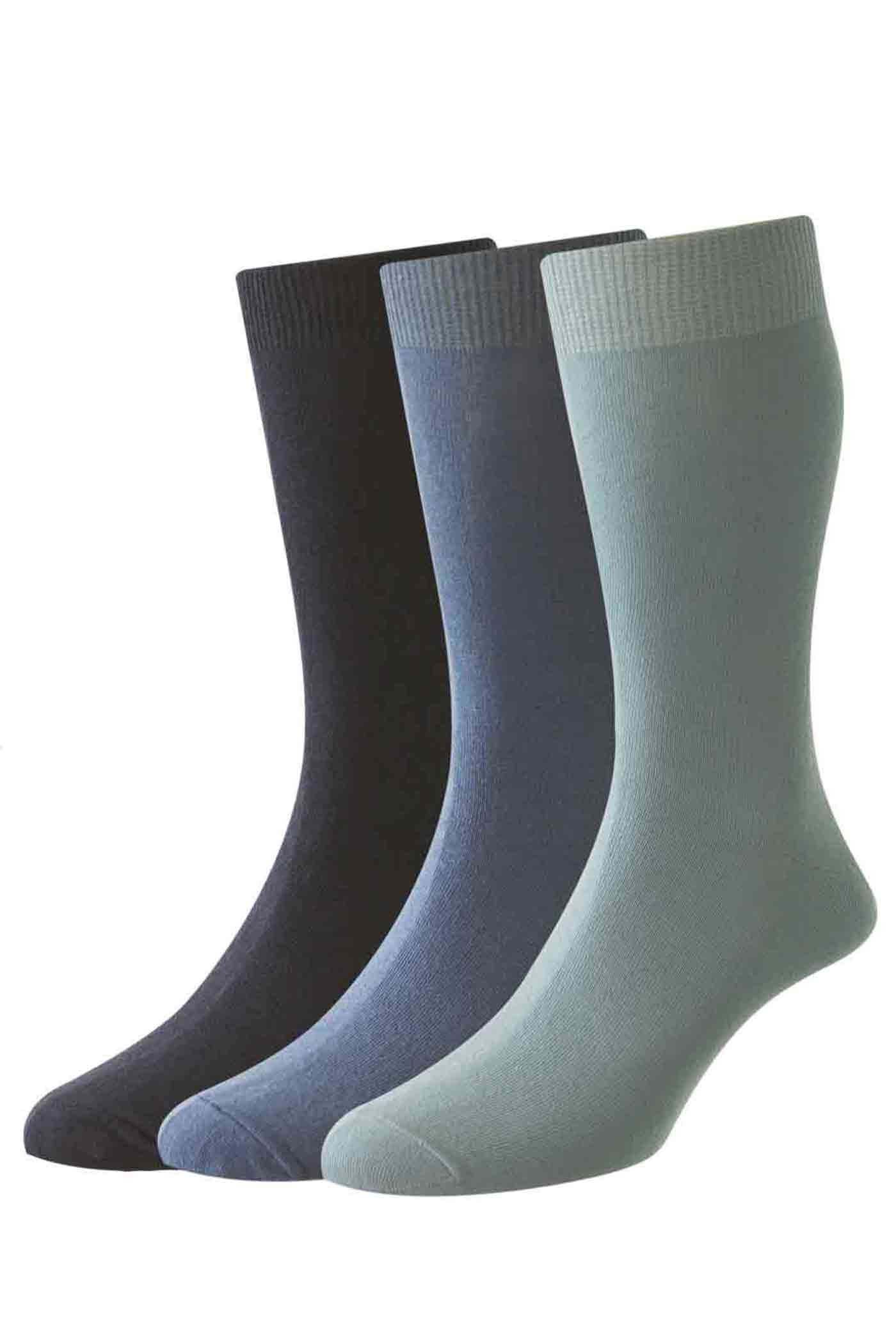 H.J. Hall 3-Pack Cotton Mix Colour Socks Blue