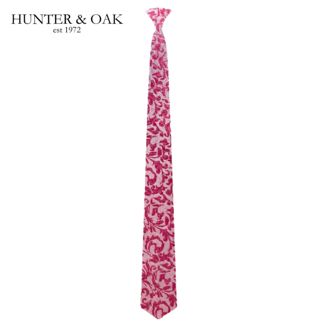Hunter & Oak X-Long Paisley Pink Tie Pink