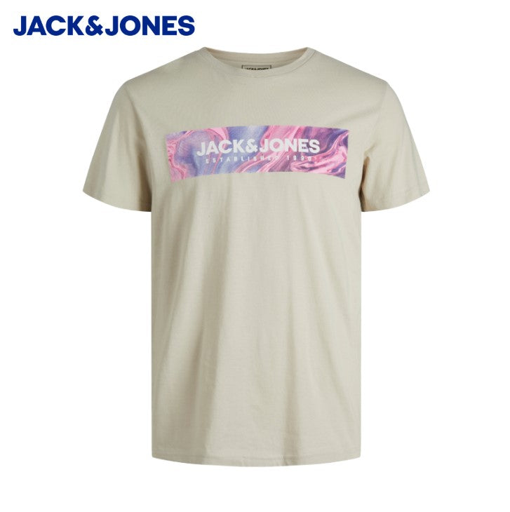 Jack & Jones Anniv Moon Crew Neck Tee Beige