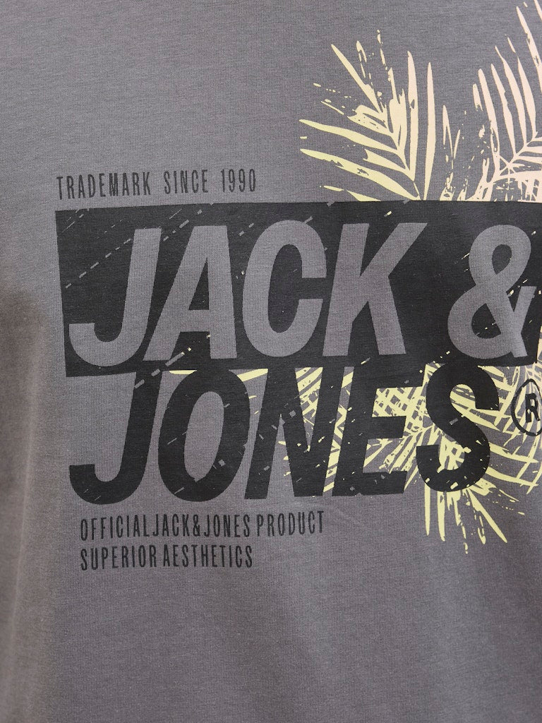 Jack & Jones Axon Logo Castlerock Tee Grey
