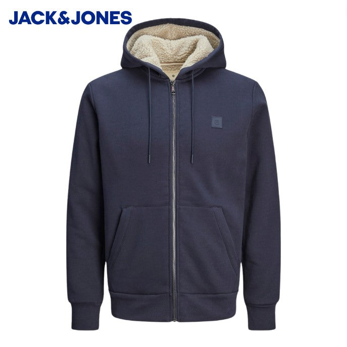 Jack & Jones Mason Zip Teddy Navy Hoodie Navy