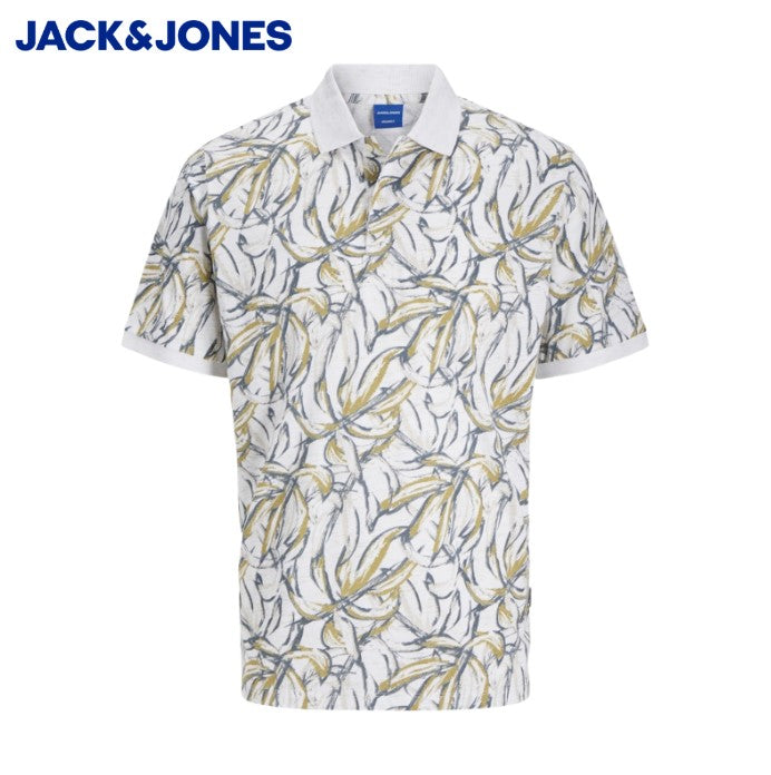 Jack & Jones Split Print Cloud Polo White