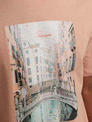 Jack & Jones Tobi Phot Print Peach Tee Orange