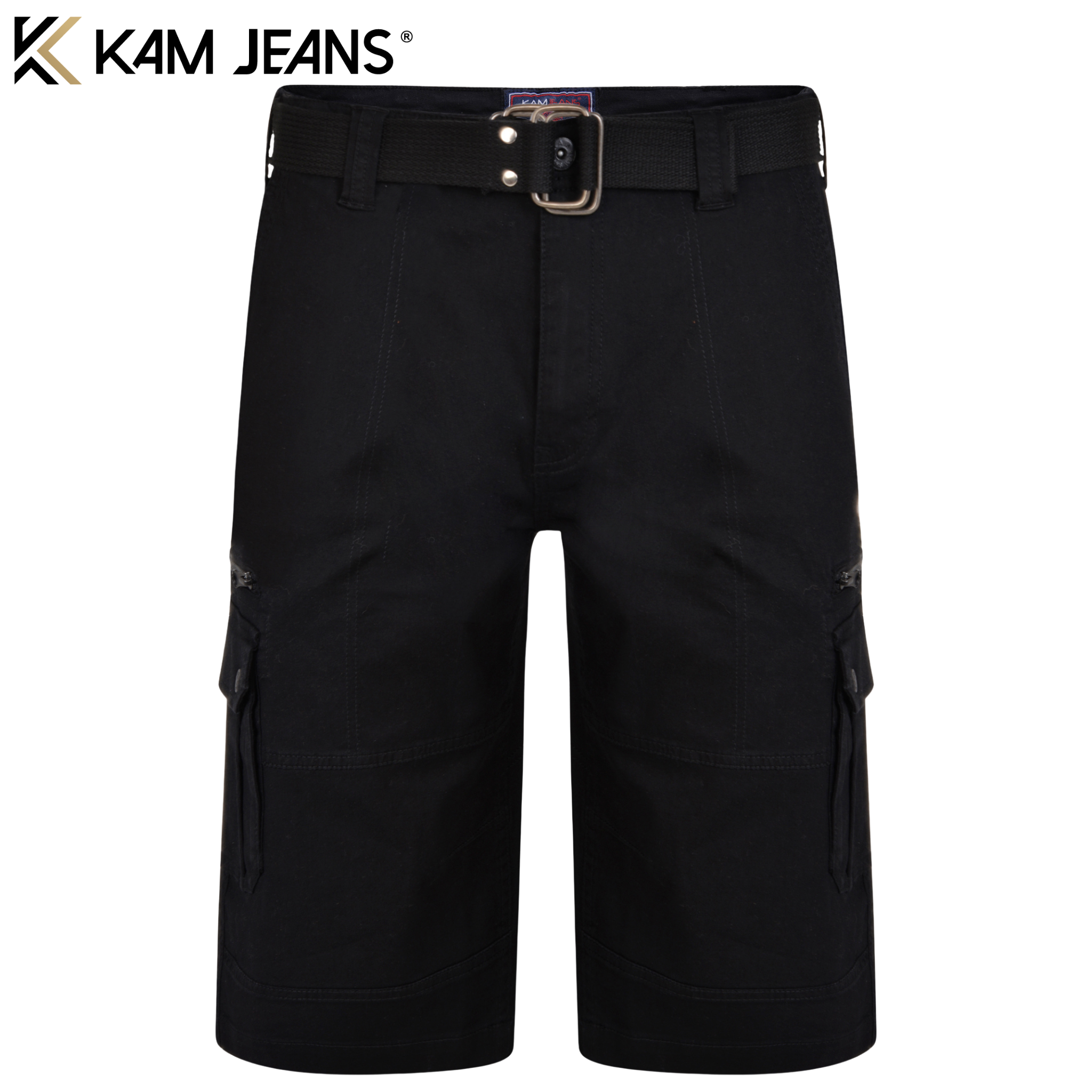 Kam Belted Cargo Shorts Black