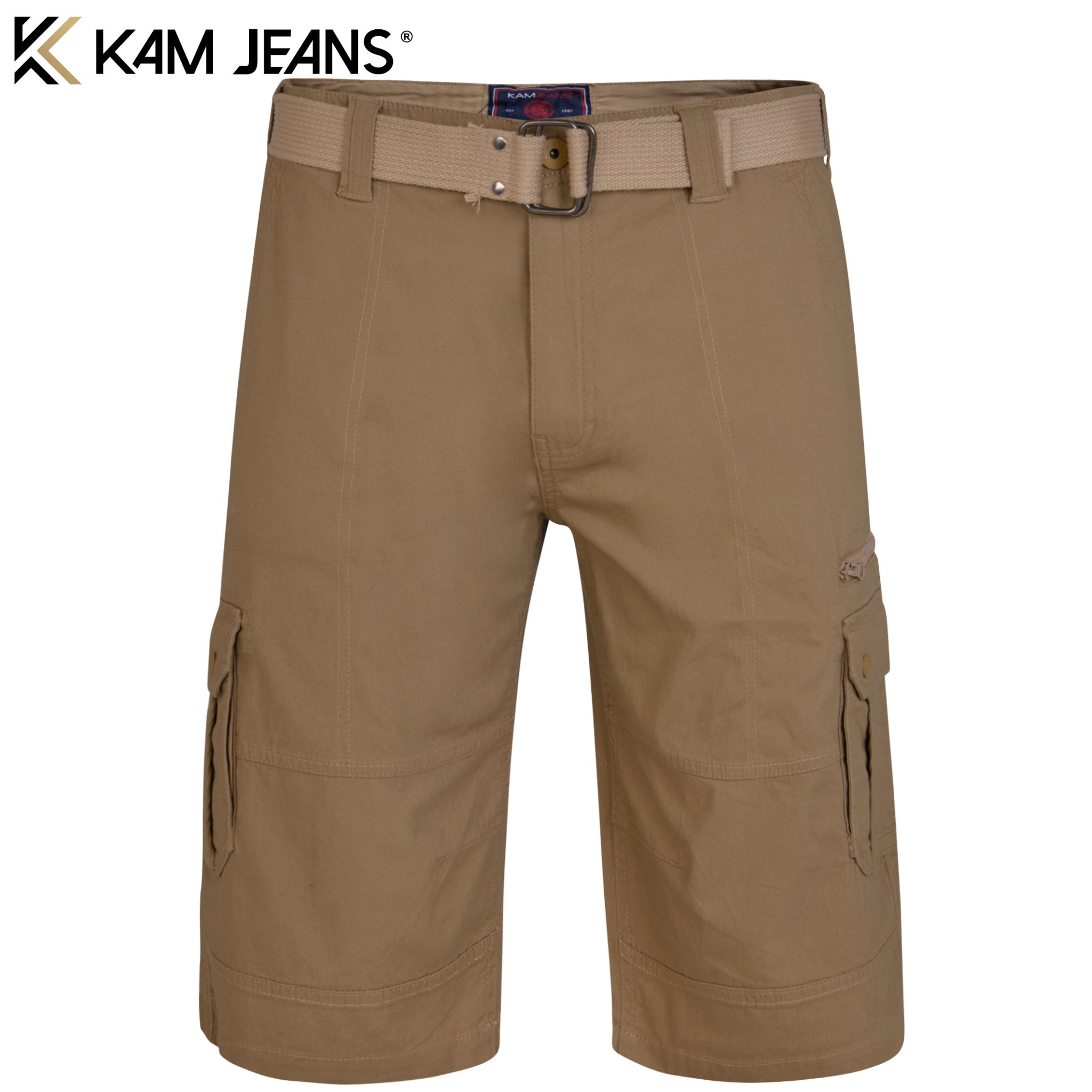 Kam Belted Cargo Shorts Sand
