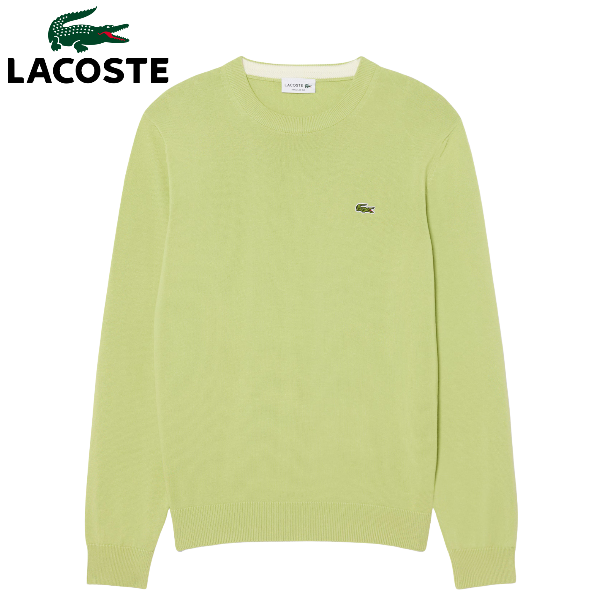 Lacoste Monochrome Crew Neck Lime Knit Green