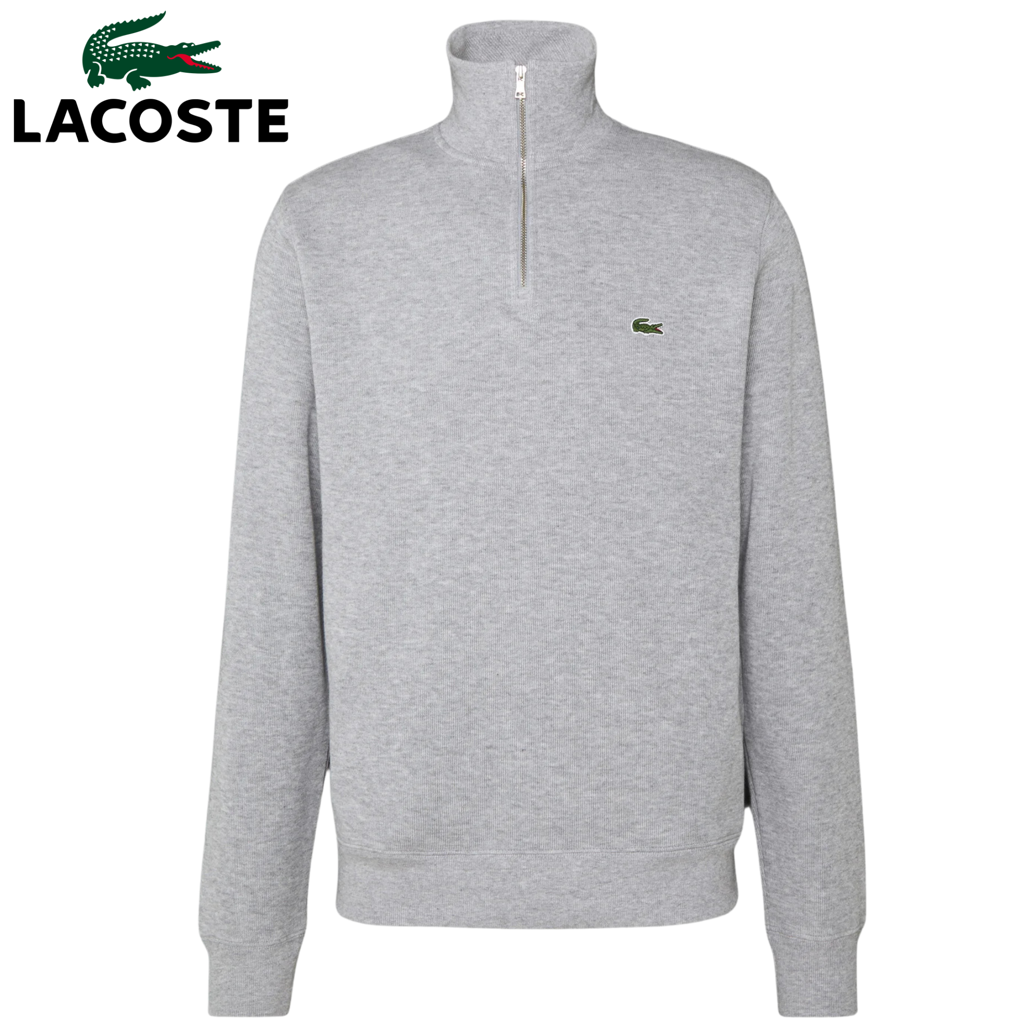 Lacoste High Neck Zip Silver Sweatshirt Grey