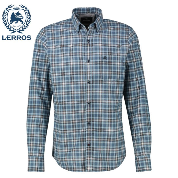 Lerros Flannel Check Storm Blue Shirt Blue