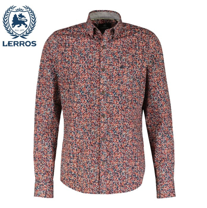 Lerros Floral Print Spicy Orange Shirt Orange